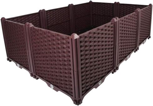 BAOYOUNI Rectangular Raised Garden Bed Kit Indoor Outdoor Plastic Planter Grow Box for Fresh Vegetables, Herbs, Flowers & Succulents, Brown, 61.41'' x 15.35'' x 20.47'' in Kuwait