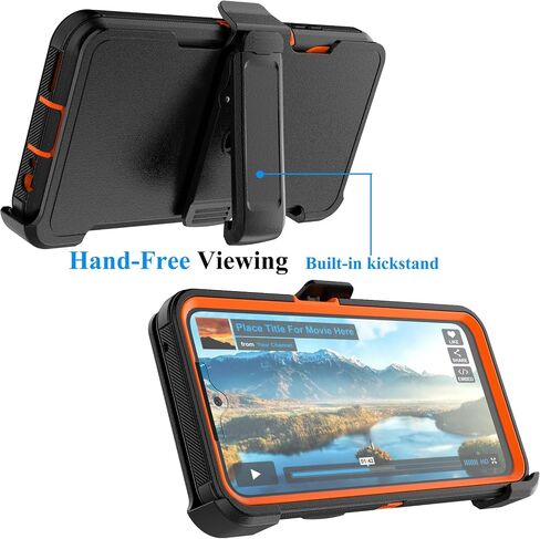 Njjex Rugged Case for Motorola Moto G 5G 2025, for Motorola G 5G 2025 Case w/Belt Clip Holster, Built-in Screen Protector Heavy Duty Locking Swivel Holster Kickstand Hard Phone Cover [Orange] in Saudi Arabia