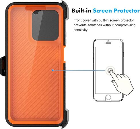 Njjex Rugged Case for Motorola Moto G 5G 2025, for Motorola G 5G 2025 Case w/Belt Clip Holster, Built-in Screen Protector Heavy Duty Locking Swivel Holster Kickstand Hard Phone Cover [Orange] in Saudi Arabia