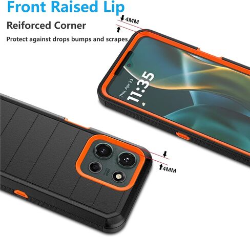 Njjex Rugged Case for Motorola Moto G 5G 2025, for Motorola G 5G 2025 Case w/Belt Clip Holster, Built-in Screen Protector Heavy Duty Locking Swivel Holster Kickstand Hard Phone Cover [Orange] in Saudi Arabia
