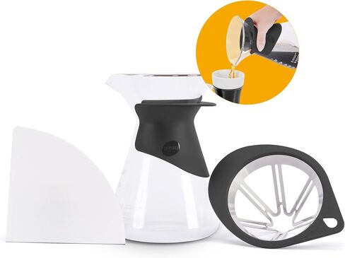 Fluire Pour Over Coffee Maker with 1 Conical Filter Holder, 50 Paper Filters and 1 Heat Resistant Borosilicate Glass Decanter - Home Barista Coffee Pot in Saudi Arabia