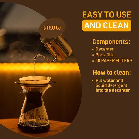 Fluire Pour Over Coffee Maker with 1 Conical Filter Holder, 50 Paper Filters and 1 Heat Resistant Borosilicate Glass Decanter - Home Barista Coffee Pot in Saudi Arabia