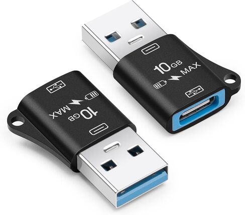 USB to USB C Adapter (2 Pack), USB 3.0 Male to Type C Female Adapter, 10Gbps Data Transfer, Compatible with iPhone 15 Pro Max, iPad Air 5/Mini 6, Galaxy S22/S21 (Blue) in Saudi Arabia