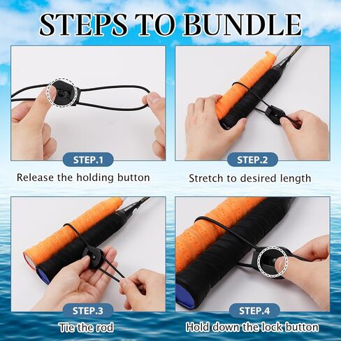 10 Pcs Adjustable Fishing Quick Rod Ties Stretchy Wrap Pole Straps Reusable Quick Rod Ties Fishing Rod Bungee Ties for Casting Rod Fly Rods in Kuwait