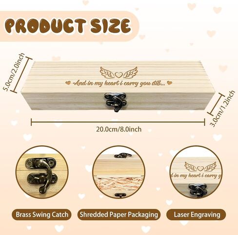 CHGCRAFT Pregnancy Test Keepsake Box Love Wings Wooden Pregnancy Test Gift Box Pregnancy Announcement Gifts Box with Raffia Ribbon and Lock Announcement Gifts for Grandparents Parents, 8x2x1.2inch in Kuwait