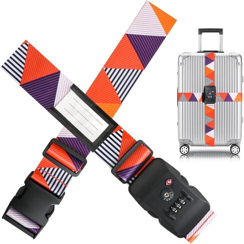 Gutsdoor TSA Approved Luggage Strap for Suitcase Travel Belt with TSA Lock Colorful Adjustable Cross Luggage Straps Suitcase Identifiers in Kuwait