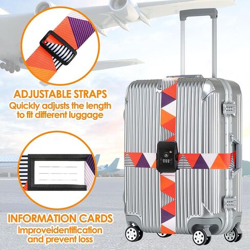 Gutsdoor TSA Approved Luggage Strap for Suitcase Travel Belt with TSA Lock Colorful Adjustable Cross Luggage Straps Suitcase Identifiers in Kuwait