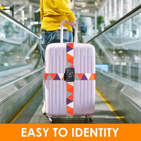 Gutsdoor TSA Approved Luggage Strap for Suitcase Travel Belt with TSA Lock Colorful Adjustable Cross Luggage Straps Suitcase Identifiers in Kuwait
