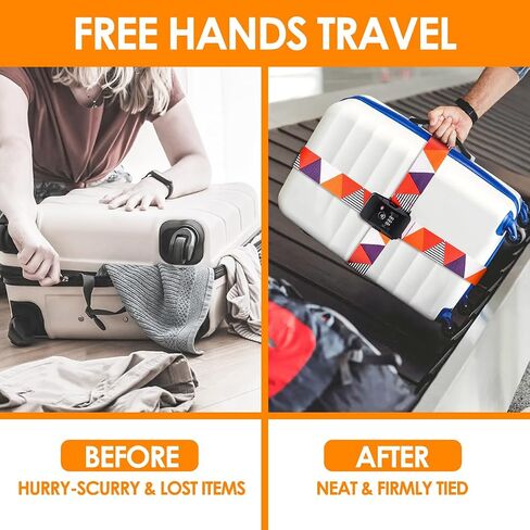 Gutsdoor TSA Approved Luggage Strap for Suitcase Travel Belt with TSA Lock Colorful Adjustable Cross Luggage Straps Suitcase Identifiers in Kuwait