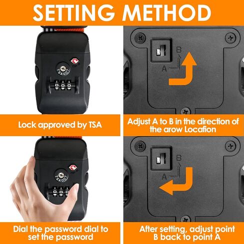 Gutsdoor TSA Approved Luggage Strap for Suitcase Travel Belt with TSA Lock Colorful Adjustable Cross Luggage Straps Suitcase Identifiers in Kuwait