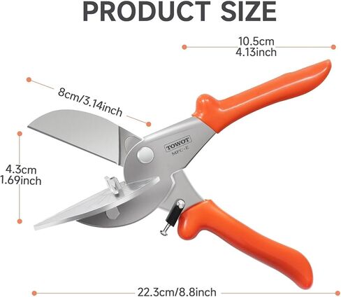 TOWOT Multi Angle Miter Shears, Angle Cutter Adjustable At 45 To 135 Degree With Safety Lock Miter Shears for Crafting, Plastic, PVC & Molding Trim, Angle Cutting Tool Including 2 Spare Blades in Kuwait