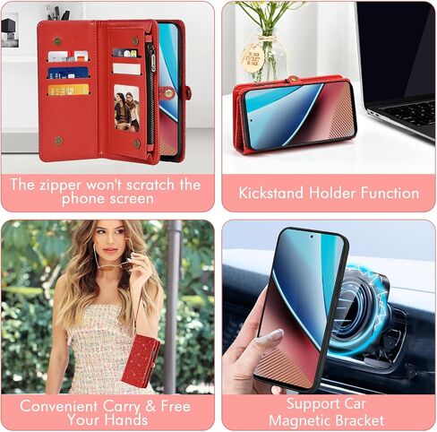 علبة الهاتف ASUWISH لـ Motorola Moto G stylus 4G 2023 محفظة سستة قابلة للفصل مع غطاء خلية شاشة زجاجية محفنة ، حامل بطاقة Flip Slot Gstylus XT2317-1 XT2317-2 نساء أسود in Saudi Arabia