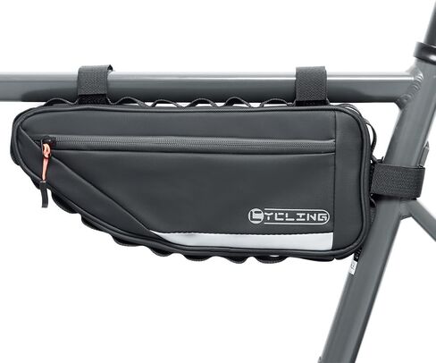 Bike Frame Bag, Water-resistant Bicycle Triangle Bag, Reflective Under Tube Storage Pouch with Side Pocket for Road Mountain Cycling Accessories in Saudi Arabia