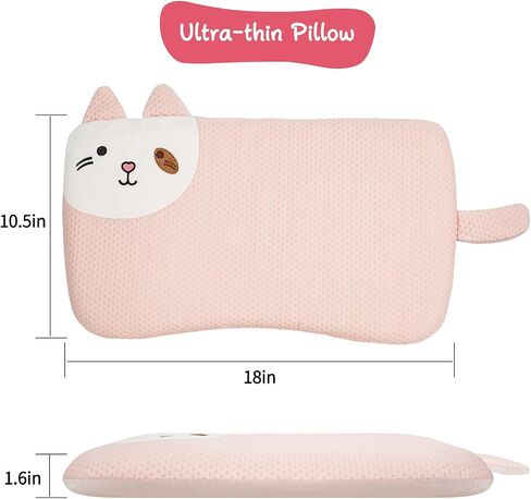 Memory Foam Toddler Pillow, Kids Pillows for Sleeping,Cooling Ultra Thin Flat Pillow, Pefect for Kids (2-10 Years Old) (Green, 19 inch x 11 inch) in Saudi Arabia