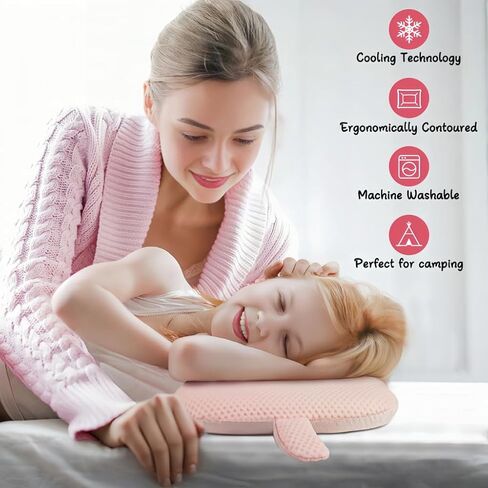 Memory Foam Toddler Pillow, Kids Pillows for Sleeping,Cooling Ultra Thin Flat Pillow, Pefect for Kids (2-10 Years Old) (Green, 19 inch x 11 inch) in Saudi Arabia