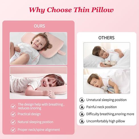 Memory Foam Toddler Pillow, Kids Pillows for Sleeping,Cooling Ultra Thin Flat Pillow, Pefect for Kids (2-10 Years Old) (Green, 19 inch x 11 inch) in Saudi Arabia