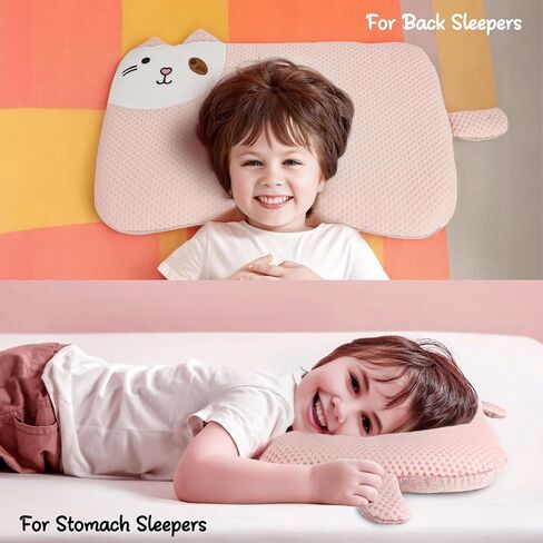 Memory Foam Toddler Pillow, Kids Pillows for Sleeping,Cooling Ultra Thin Flat Pillow, Pefect for Kids (2-10 Years Old) (Green, 19 inch x 11 inch) in Saudi Arabia