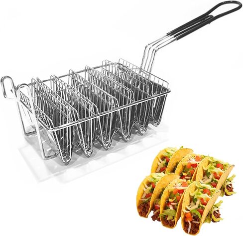 Taco Fryer Basket, Taco Shell Fryer, 6 Shells Deep Fryer Taco Holders with Detachable Handle, Taco Shell Maker for Baking Fryer Air Frying Kitchen Cooking Tools in Kuwait