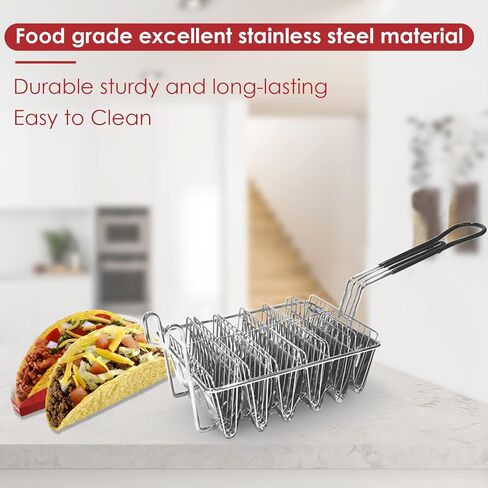 Taco Fryer Basket, Taco Shell Fryer, 6 Shells Deep Fryer Taco Holders with Detachable Handle, Taco Shell Maker for Baking Fryer Air Frying Kitchen Cooking Tools in Kuwait