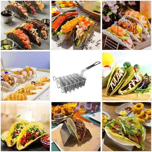 Taco Fryer Basket, Taco Shell Fryer, 6 Shells Deep Fryer Taco Holders with Detachable Handle, Taco Shell Maker for Baking Fryer Air Frying Kitchen Cooking Tools in Kuwait