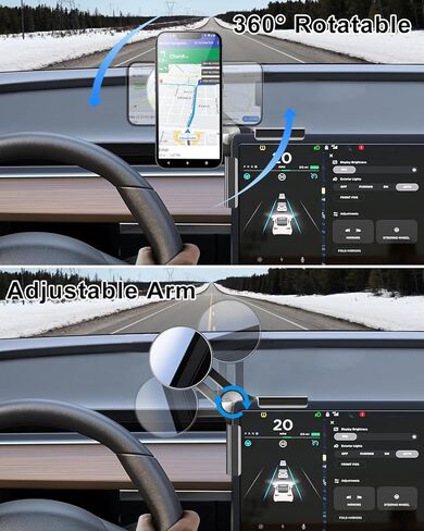 for Tesla Model Y/3/S/X/Cybertrunk 15W Phone Charger Holder [No Annoying Light], Charging Phone Mount for Magsafe, Aadapted to iPhone 12 to 16 Series, for Tesla Accessories with 1.5m C to C Cable in Saudi Arabia
