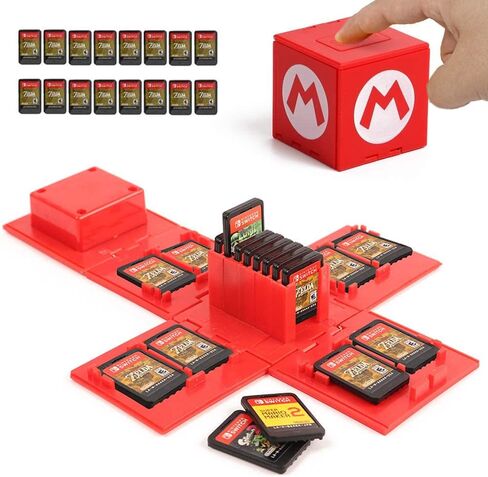 doepeBAE Games Storage Case Compatible for Nintendo Switch - Video Game Card Holde Protective Storage System Game Card Organizer Travel Container Box Hard Shell with 16 Game Card Slots (M Red 16) in Saudi Arabia