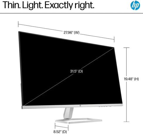 HP 32 Inch Full HD(1920X1080) VA Panel Monitor, Anti-Glare Display, 100Hz Refresh Rate, 7 MS Response Time, 2 x HDMI 1.4, 1 x VGA, 16:9 Aspect Ratio, Silver, with 5ave HDMI Cable in Saudi Arabia