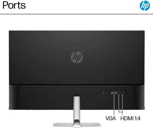 HP 32 Inch Full HD(1920X1080) VA Panel Monitor, Anti-Glare Display, 100Hz Refresh Rate, 7 MS Response Time, 2 x HDMI 1.4, 1 x VGA, 16:9 Aspect Ratio, Silver, with 5ave HDMI Cable in Saudi Arabia