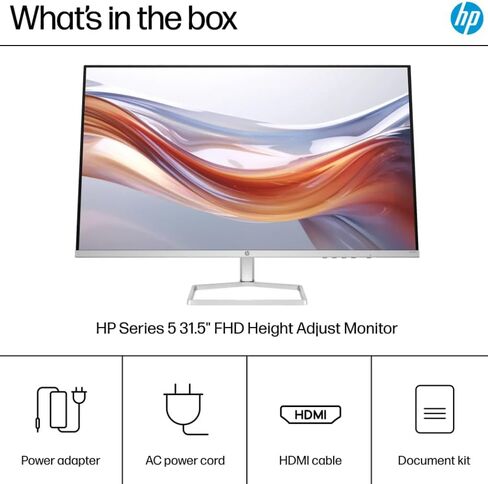 HP 32 Inch Full HD(1920X1080) VA Panel Monitor, Anti-Glare Display, 100Hz Refresh Rate, 7 MS Response Time, 2 x HDMI 1.4, 1 x VGA, 16:9 Aspect Ratio, Silver, with 5ave HDMI Cable in Saudi Arabia