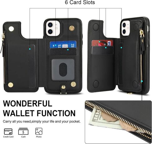 Asuwish Phone Case for iPhone 11 Pro Max 6.5 Zipper Wallet Wover مع واقي شاشة زجاجي مقسى وحزام معصم RFID حظر بطاقة الائتمان خلية iPhone111Pro Promax I Xi Plus Women Brown in Kuwait