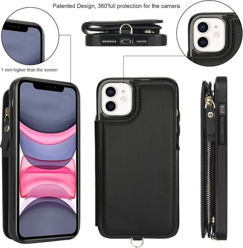 Asuwish Phone Case for iPhone 11 Pro Max 6.5 Zipper Wallet Wover مع واقي شاشة زجاجي مقسى وحزام معصم RFID حظر بطاقة الائتمان خلية iPhone111Pro Promax I Xi Plus Women Brown in Kuwait