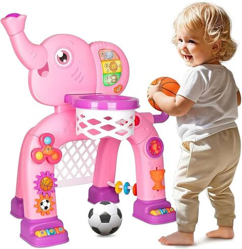 GMAOPHY Toddler Basketball Hoop & Soccer Goal, Toys for 1 2 3 Year Old Boys Girls, Kids Sports Toy with Light Sound Music, Montessori Toys for Baby 12-18 Months, Christmas Birthday Gifts for Ages 1-3 in Saudi Arabia