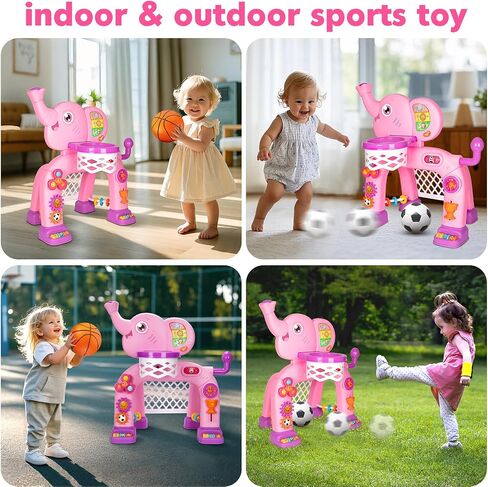 GMAOPHY Toddler Basketball Hoop & Soccer Goal, Toys for 1 2 3 Year Old Boys Girls, Kids Sports Toy with Light Sound Music, Montessori Toys for Baby 12-18 Months, Christmas Birthday Gifts for Ages 1-3 in Saudi Arabia