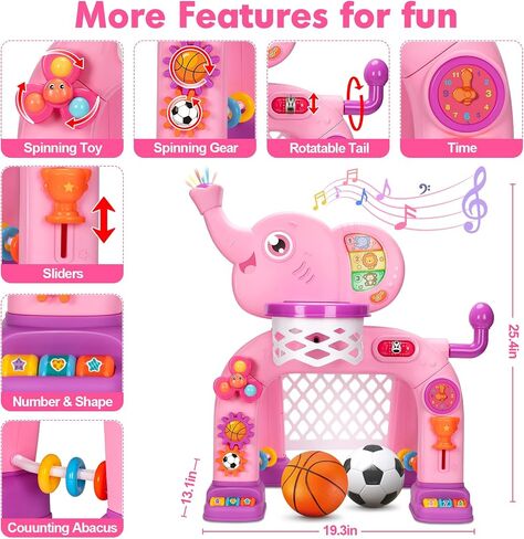 GMAOPHY Toddler Basketball Hoop & Soccer Goal, Toys for 1 2 3 Year Old Boys Girls, Kids Sports Toy with Light Sound Music, Montessori Toys for Baby 12-18 Months, Christmas Birthday Gifts for Ages 1-3 in Saudi Arabia