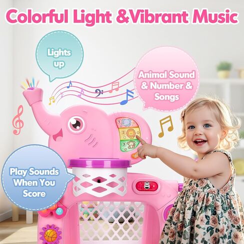 GMAOPHY Toddler Basketball Hoop & Soccer Goal, Toys for 1 2 3 Year Old Boys Girls, Kids Sports Toy with Light Sound Music, Montessori Toys for Baby 12-18 Months, Christmas Birthday Gifts for Ages 1-3 in Saudi Arabia