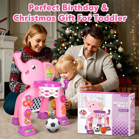 GMAOPHY Toddler Basketball Hoop & Soccer Goal, Toys for 1 2 3 Year Old Boys Girls, Kids Sports Toy with Light Sound Music, Montessori Toys for Baby 12-18 Months, Christmas Birthday Gifts for Ages 1-3 in Saudi Arabia