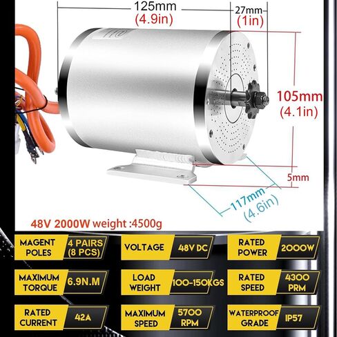 Electric Brushless Motor Kit 48V 2000W 4300RPM, 48V Mid Drive Motor with BLDC Controller 80A, Electrit Motor Kit for Go Kart Scooter Ebike DIY Part Conversion Kit in Saudi Arabia
