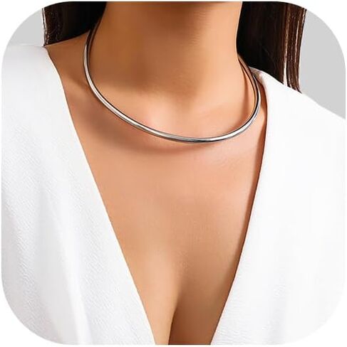 Simple Metal Collar Necklace Open Round Clavicle Chain Summer Beach Body Chain Jewelry Festival Statement Collar Choker Necklace for Women in Kuwait