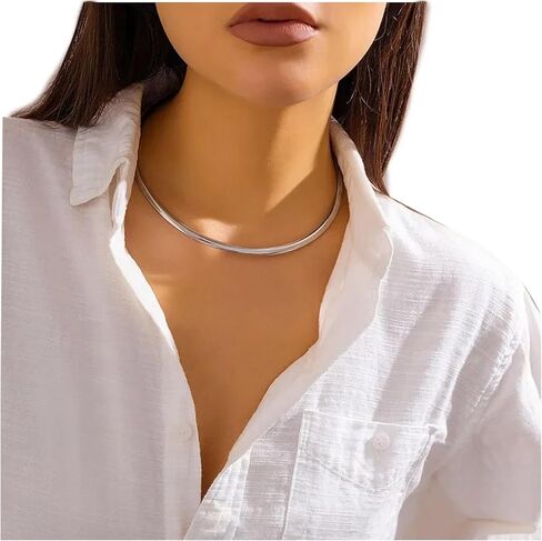 Simple Metal Collar Necklace Open Round Clavicle Chain Summer Beach Body Chain Jewelry Festival Statement Collar Choker Necklace for Women in Kuwait
