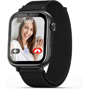 2025 Smart Watch for Kids 6-12 [Kids GPS Tracker/Video Call] Smart Watches Boys Girls Phone Watch, School Mode, Safety Alert, GPS Tracker Kids Smart Watch, New Phone Watches for child, Jet Black