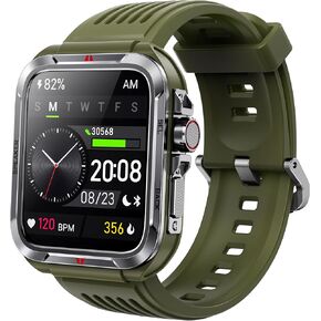 Smart Watch for Men, Answer/Make Bluetooth Calls, Metal Frame 1.8" Alexa Built-in Fitness Tracker with IP68/100 Sports Modes/Heart Rate/SpO2/Stress/Sleep Monitor for iOS/Android (Green)