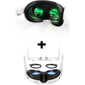 AMVR Face Cover Compatible with Meta/Oculus Quest 3 Headset Accessories & Lens Protector Set Compatible with Meta/Oculus Quest 3 Accessories,Glasses Spacer for Quest 3 Lenses