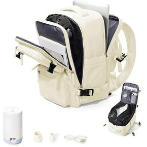 Vacuum Backpack Travel, Airback Backpack with Pump Personal Item Carry On Bag Flight Approved Laptop Work Seal Compression Backpacks Men Women Vacpack Waterproof Business College Casual Daypack Black