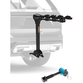 Rockland Foldable 4-Bike Rack with 1/2"-13 Anti-Rattle Lock Hitch Pin, 120 lbs Capacity, Hitch Mount Bike Rack with Adjustable Pedal, Bike Carrier Rack for 1.25" and 2" Receiver