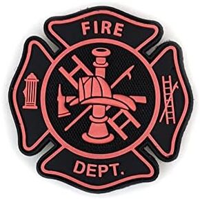 PVC Morale Patch - 3"x3" Fire Department - Black & Red (Glow in The Dark)