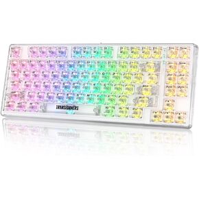 Transformers 85 Keys Mechanical Keyboard Wireless, 75% Custom RGB Mechanical Gaming Keyboard, Hot Swappable, Transparent Keycaps Tri-Mode BT5.0/2.4GHz/USB-C for Mac/Win