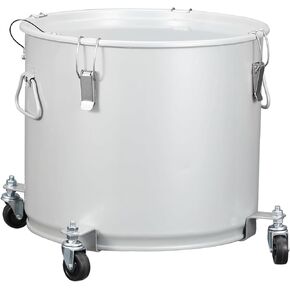 Fryer Grease Bucket 10 Gal, Fryer Oil Bucket with Lid, Oil Disposal Caddy w/Rust-Proof Coating, Coated Carbon Steel Oil Filter Pot with Caster Base, Oil Transport Container w/Lock Clips & Filter Bag