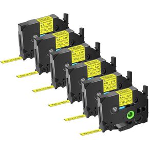 6 Pack Compatible for Ptouch HSe-211 HSe211 AHS-211 5.8mm White TZe Heat Shrink Tube Label Tape for PT-E500 PT-E300 PT-H300 PT-E550W PT-P750WVP, 1/4 inch x 4.9 feet