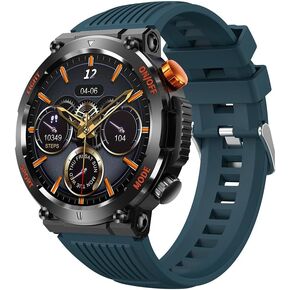 QTLLBT Outdoor Smart Watch 1.46 -inch HD LED Flashlight Compass (answering/Call) Fitness Tracker Smart Watch Meter Measuring The Media News. View Weather Forecast（Blue）