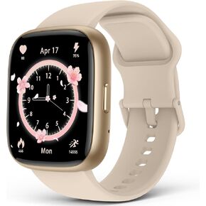 Smart Watches for Women, IP68 Waterproof, Alexa Built-in, 1.83" HD Customizable Display, Heart Rate, Blood Oxygen, Sleep, Weather Updates, Fitness Tracker for Android & iOS, Glod